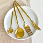 Juego De Cubiertos Dorados - Set Minimalista Para Comedor