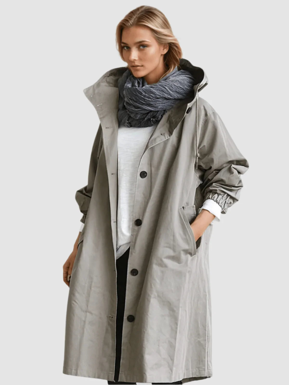 Impermeable mujer repelente al agua con diseño clásico de gabardina, fabricado en tela ligera y duradera, ideal para protección contra la 0