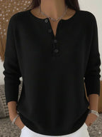 Jersey de mujer acanalado en color neutro, con escote Henley y hombros caídos, ideal para mantener la comodidad en otoño 3