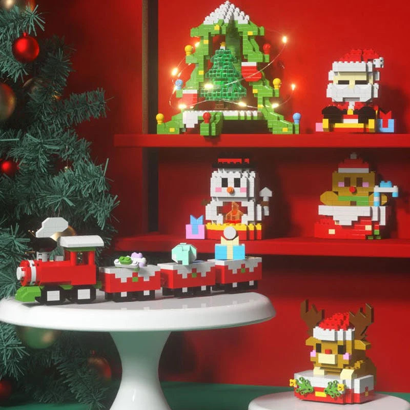 Juego de bloques de construcción navideños de plástico ABS con 100-300 piezas para crear escenas festivas, ideal para estimular la creatividad de niños 3