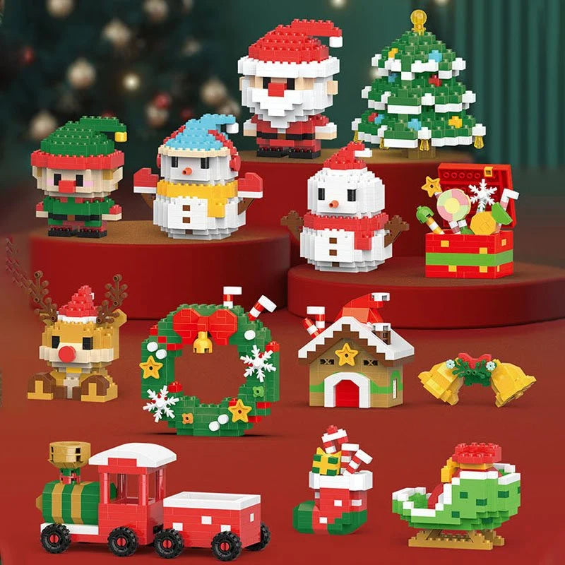 Juego de bloques de construcción navideños de plástico ABS con 100-300 piezas para crear escenas festivas, ideal para estimular la creatividad de niños 6