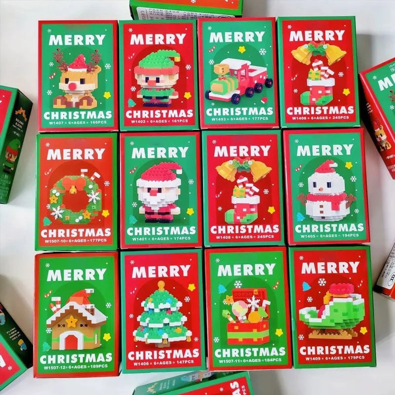 Juego de bloques de construcción navideños de plástico ABS con 100-300 piezas para crear escenas festivas, ideal para estimular la creatividad de niños 7