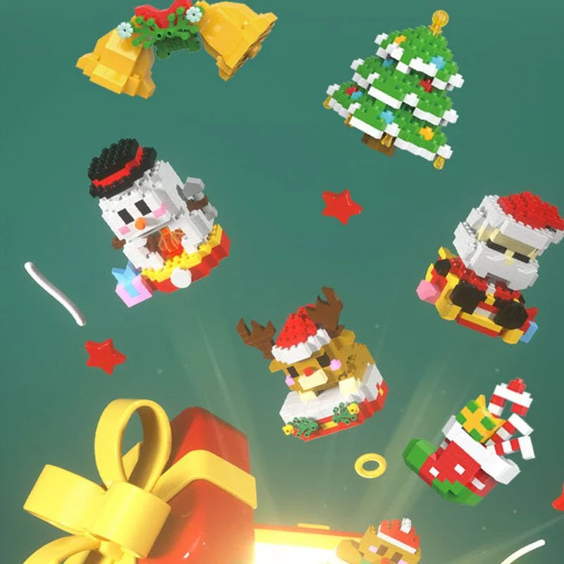 Juego de bloques de construcción navideños de plástico ABS con 100-300 piezas para crear escenas festivas, ideal para estimular la creatividad de niños 8