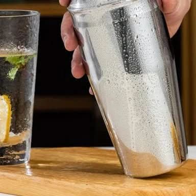 Juego de coctelería de 10 piezas con soporte de acero inoxidable en colores plata, rosa, oro y negro, ideal para preparar cóct 5
