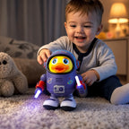 Juguete interactivo pato astronauta de 20 cm con música y movimiento, perfecto para niños a partir de 3 años. 1