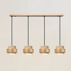 Lámpara colgante cilíndrica ajustable de travertino y madera, ideal para decoración de interiores con un diseño moderno y vers 11