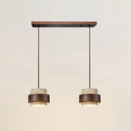 Lámpara colgante cilíndrica ajustable de travertino y madera, ideal para decoración de interiores con un diseño moderno y vers 12