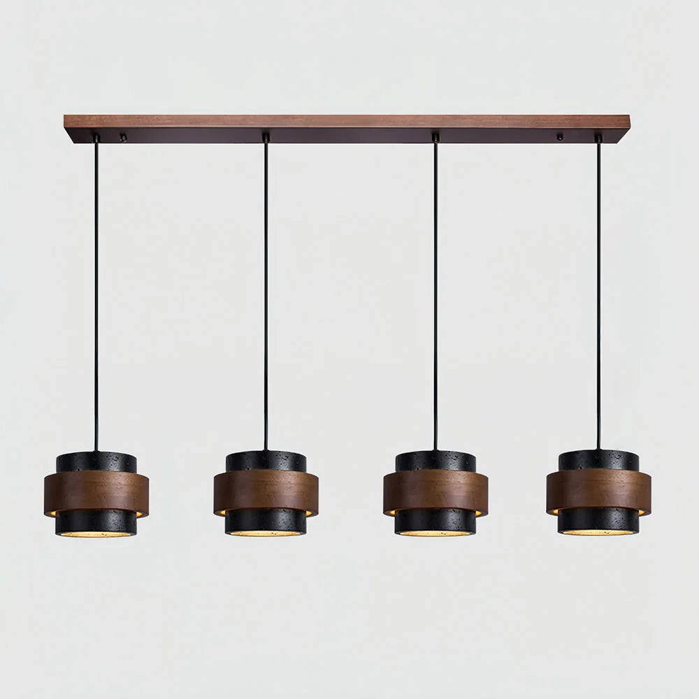 Lámpara colgante cilíndrica ajustable de travertino y madera, ideal para decoración de interiores con un diseño moderno y vers 13