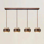 Lámpara colgante cilíndrica ajustable de travertino y madera, ideal para decoración de interiores con un diseño moderno y vers 15