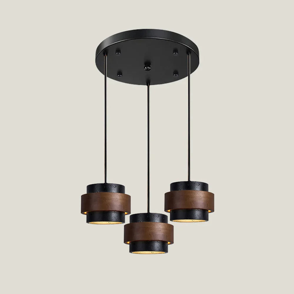 Lámpara colgante cilíndrica ajustable de travertino y madera, ideal para decoración de interiores con un diseño moderno y vers 16