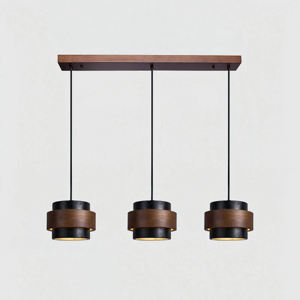 Lámpara colgante cilíndrica ajustable de travertino y madera, ideal para decoración de interiores con un diseño moderno y vers 20