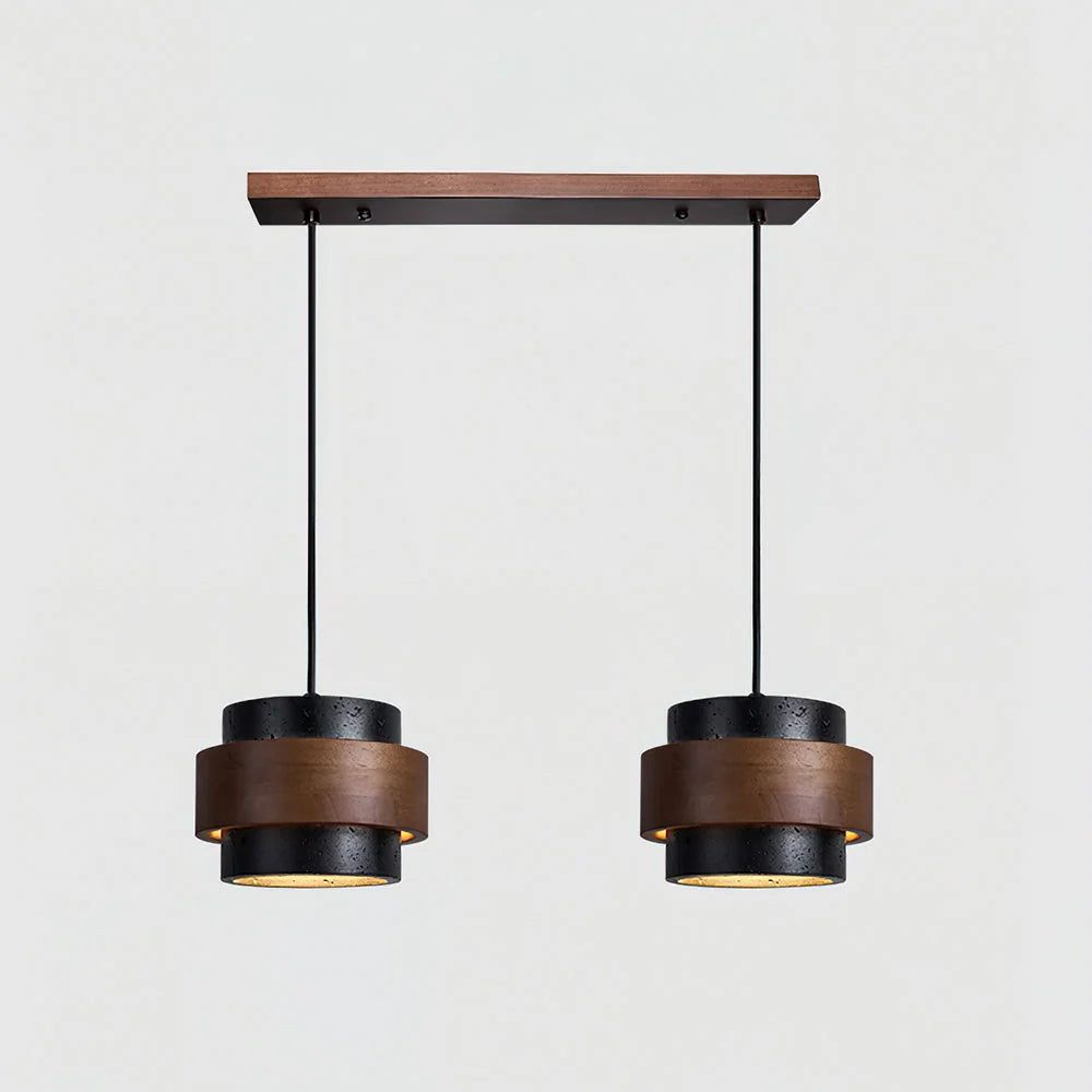 Lámpara colgante cilíndrica ajustable de travertino y madera, ideal para decoración de interiores con un diseño moderno y vers 22
