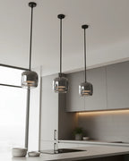 Lámpara colgante LED de 16 cm con pantalla de cristal ahumado, diseño moderno, perfecta para iluminar comedores y coc 7