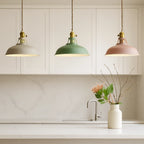 Lámpara colgante de cúpula LED con ajuste de color en hierro mate, diseño moderno ideal para cocinas y comedores. 7