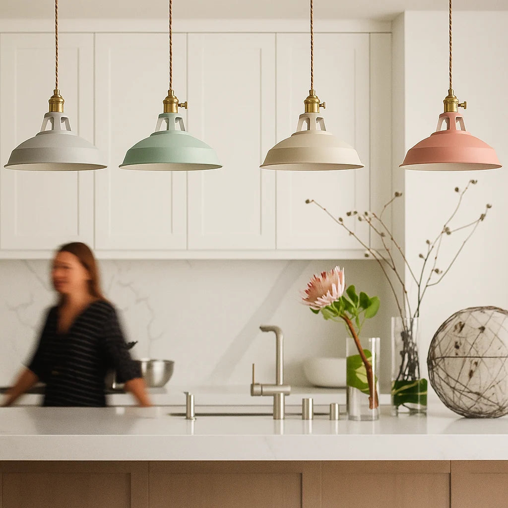 Lámpara colgante de cúpula LED con ajuste de color en hierro mate, diseño moderno ideal para cocinas y comedores. 8
