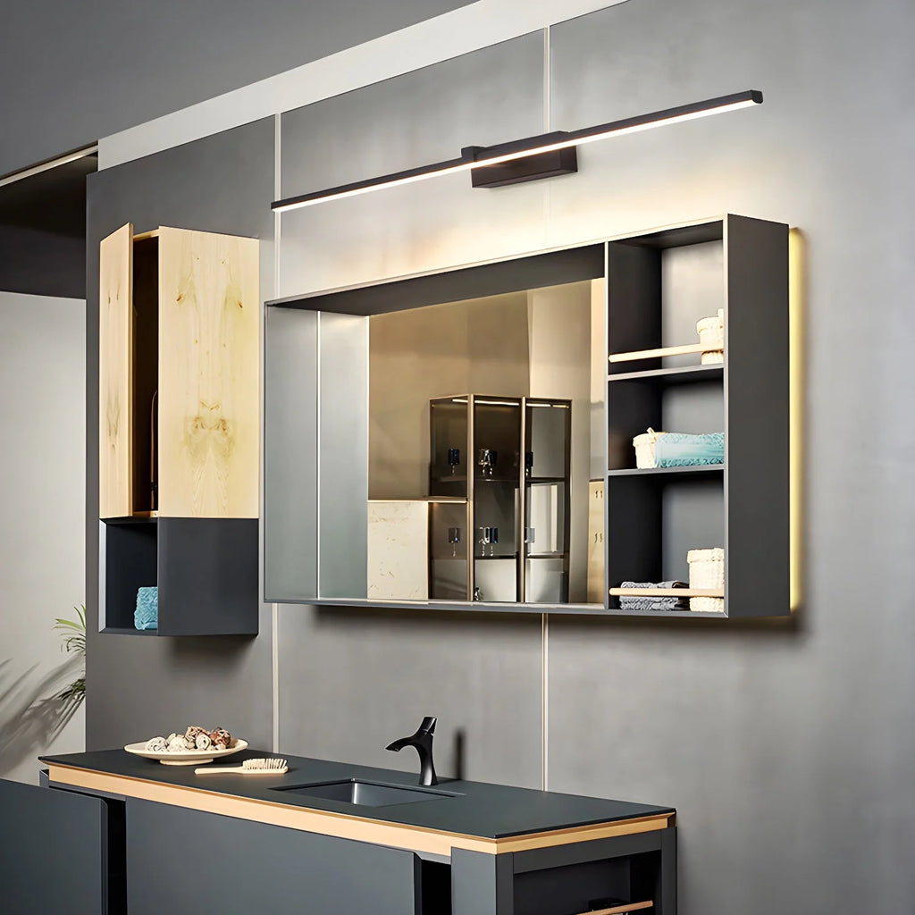 Lámpara de pared LED moderna con diseño elegante en acabado negro o blanco, disponible en tamaños de 40, 60 y 80 cm, 3