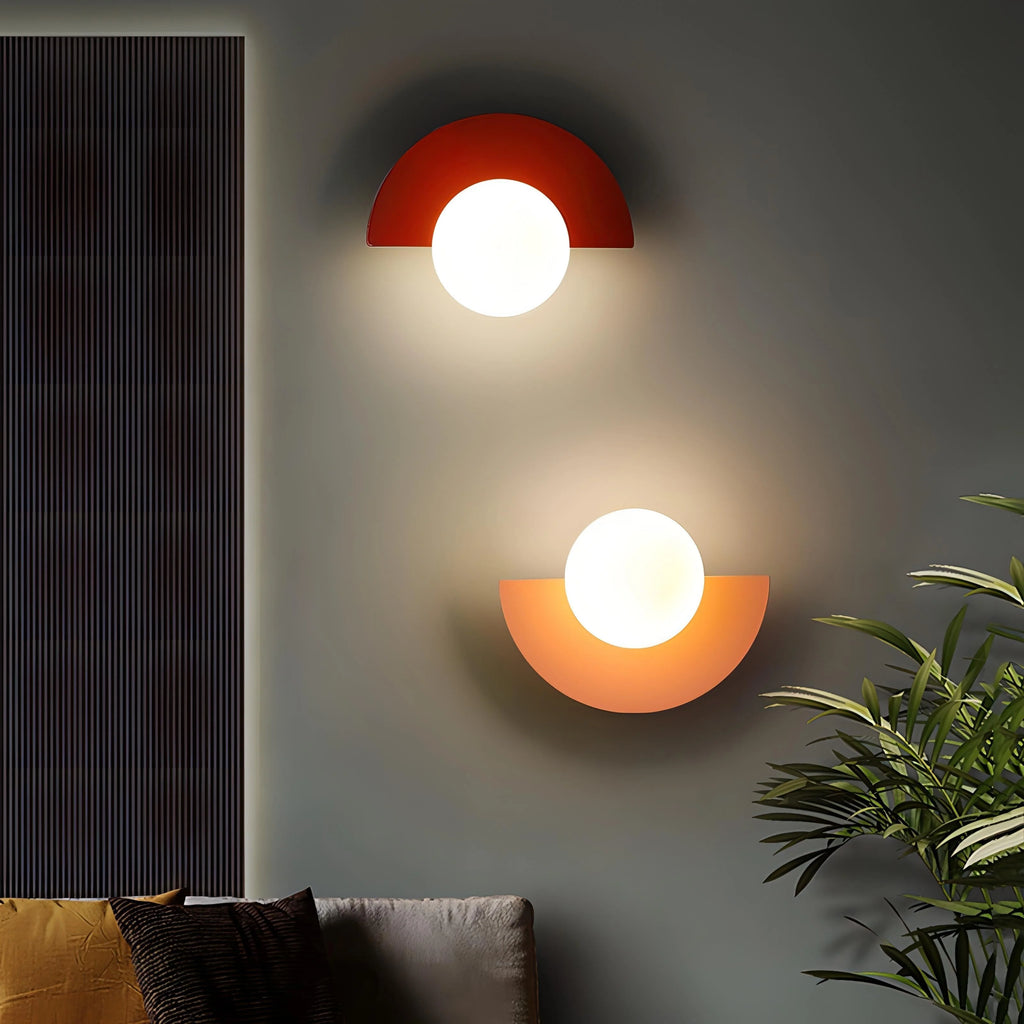Lámpara de pared LED semicircular de estilo retro disponible en varios colores, ideal para crear una iluminación acogedora en el hogar. 0