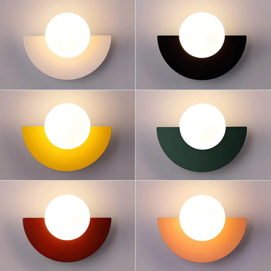 Lámpara de pared LED semicircular de estilo retro disponible en varios colores, ideal para crear una iluminación acogedora en el hogar. 2
