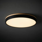 Lámpara de techo LED empotrada regulable con marco de madera, diseño moderno ideal para iluminar cocinas y salas de estar. 1