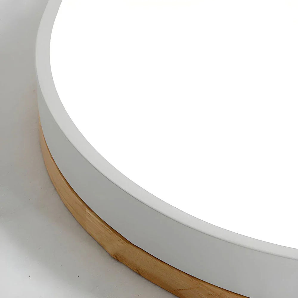 Lámpara de techo LED empotrada regulable con marco de madera, diseño moderno ideal para iluminar cocinas y salas de estar. 8