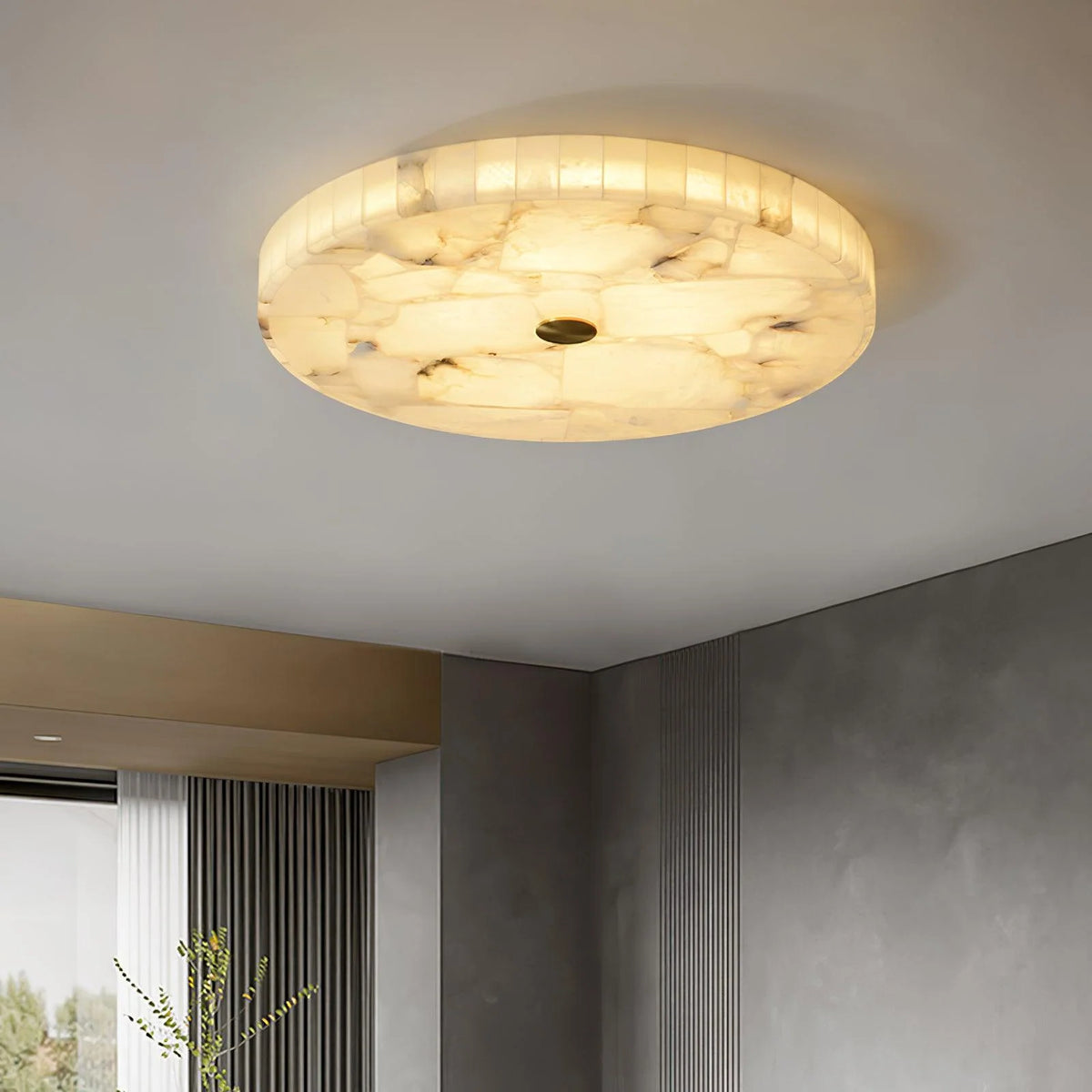 Lámpara de techo LED empotrada con acabado de alabastro y metal, disponible en tamaños de 40cm, 50cm y  12