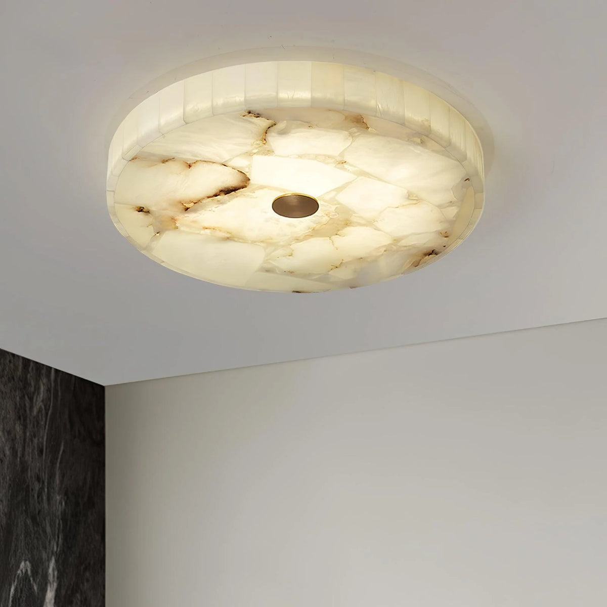Lámpara de techo LED empotrada con acabado de alabastro y metal, disponible en tamaños de 40cm, 50cm y  8