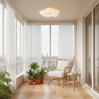 Lámpara de techo LED integrada con pantalla acrílica en forma de flor, diseño moderno y regulable, ideal para decoraciones de comedor y 5