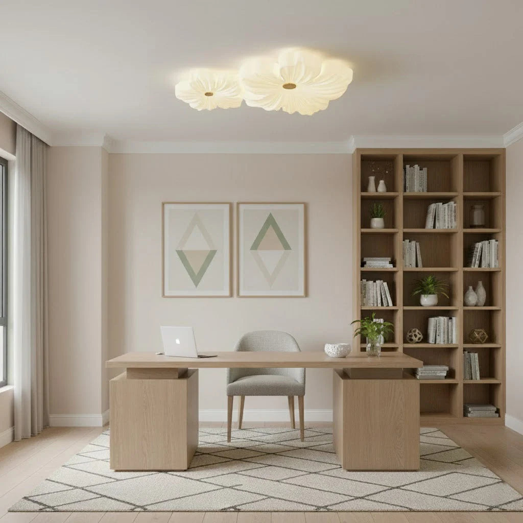 Lámpara de techo LED integrada con pantalla acrílica en forma de flor, diseño moderno y regulable, ideal para decoraciones de comedor y 8