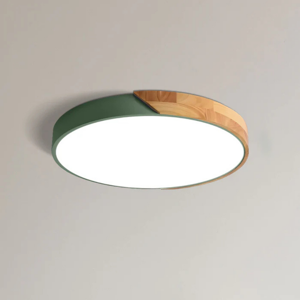 Lámpara de techo LED de diseño escandinavo en madera y acrílico, ideal para una iluminación suave y eficiente en interiores modernos. 15