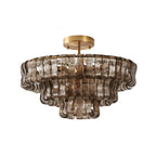 Lámpara de techo redonda de vidrio hecho a mano con estructura metálica, disponible en varios colores y tamaños, ideal para decoración moderna. 15