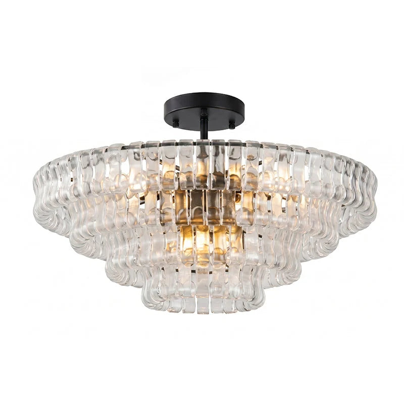 Lámpara de techo redonda de vidrio hecho a mano con estructura metálica, disponible en varios colores y tamaños, ideal para decoración moderna. 27
