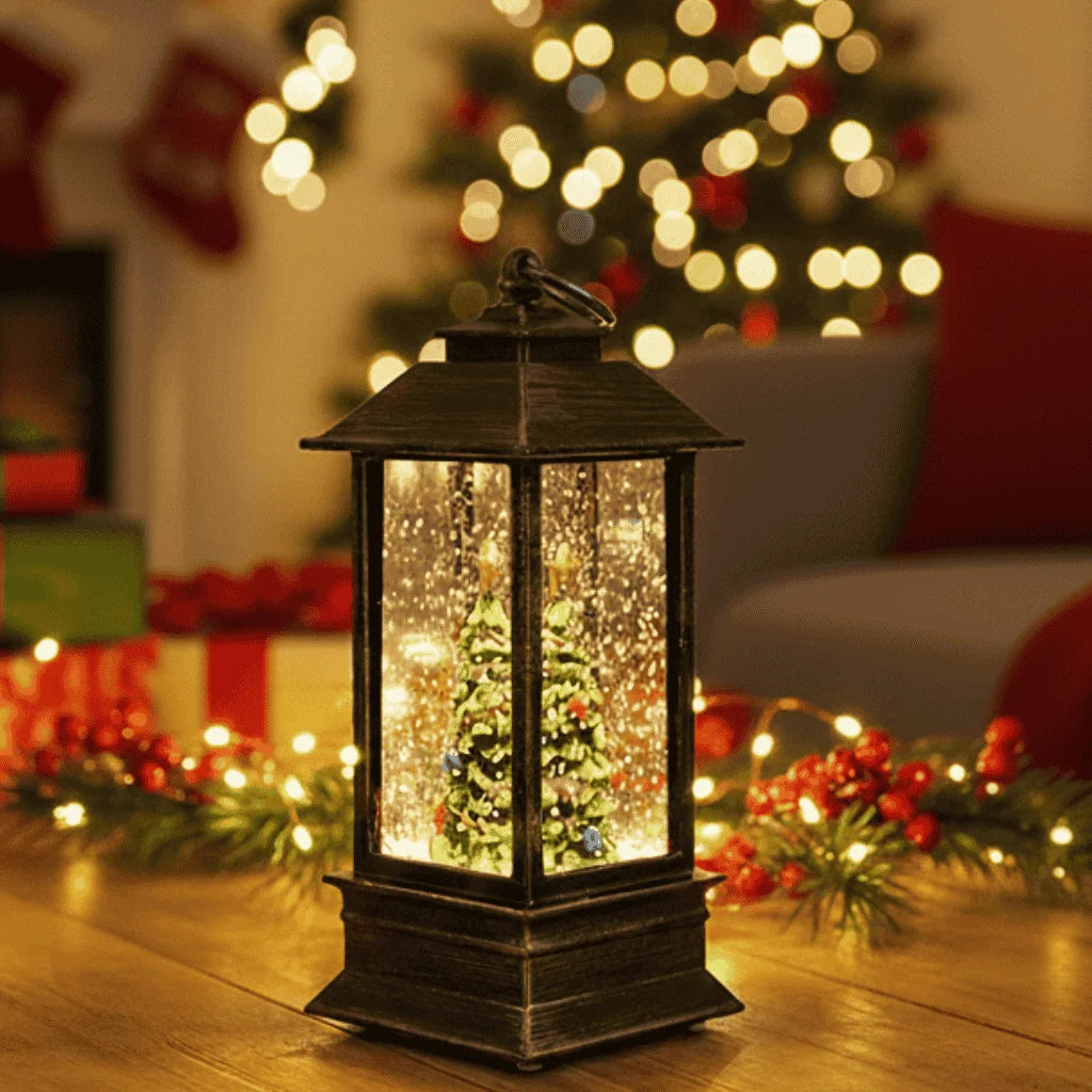 Linterna navideña decorativa con temporizador de 6 horas, luz cálida y diseño clásico, fabricada en plástico ABS compacto, ideal 0