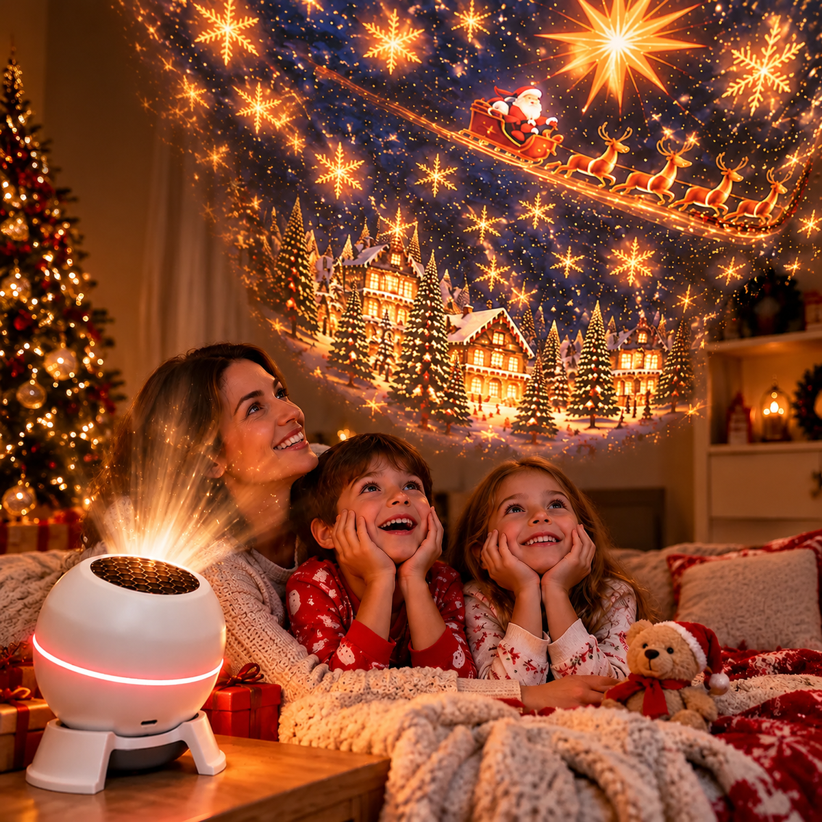 Proyector Navideño con Proyecciones en Movimiento y Conexión USB