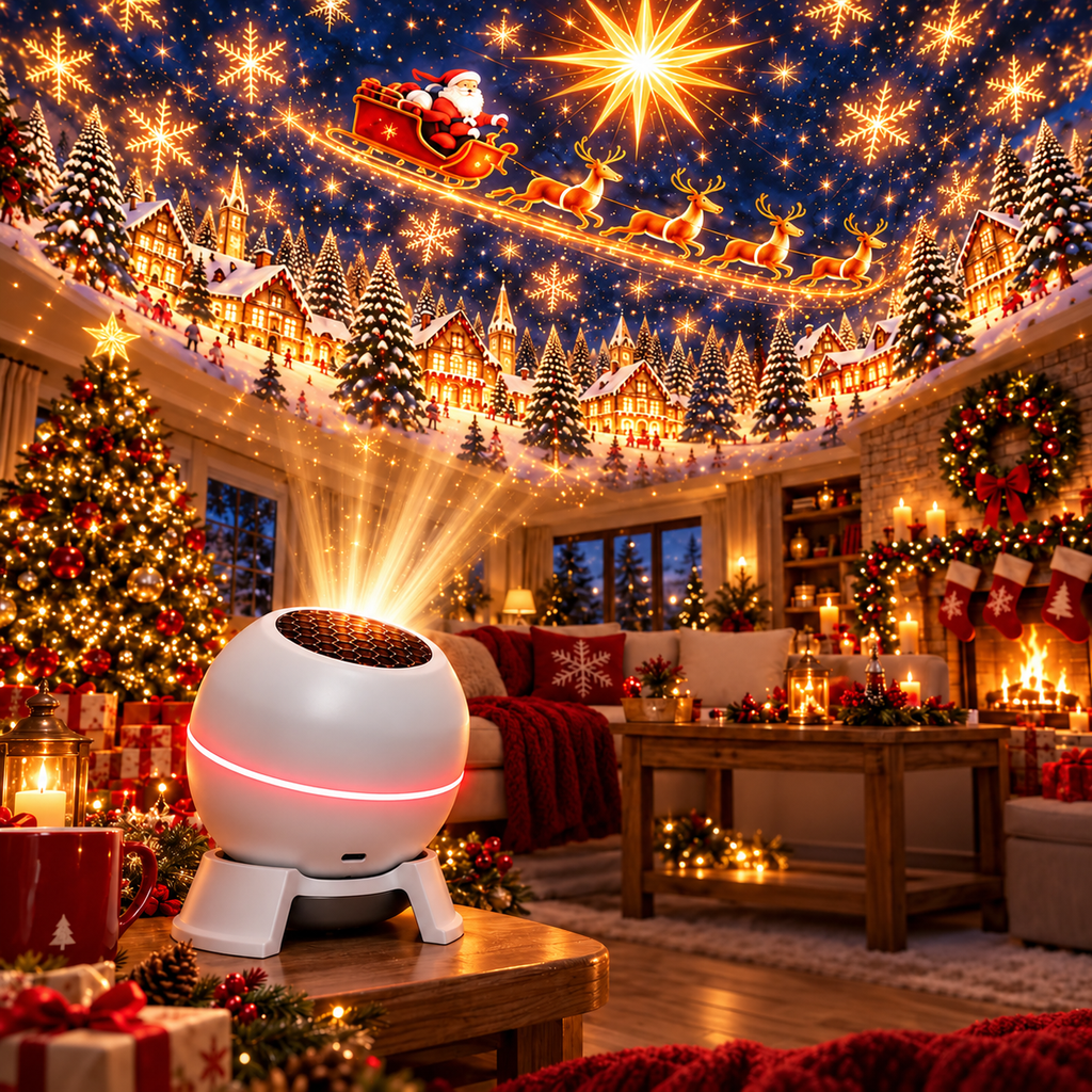 Proyector Navideño con Proyecciones en Movimiento y Conexión USB