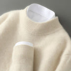 Mujer jersey cachemir cuello redondo color crema vista frontal