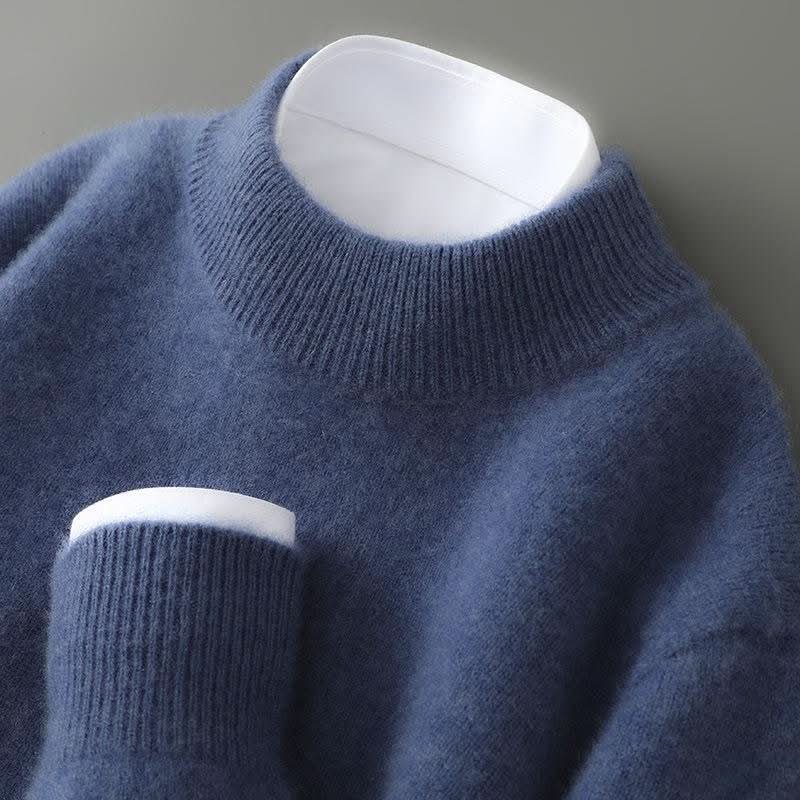 Mujer jersey cachemir cuello redondo color azul vista frontal