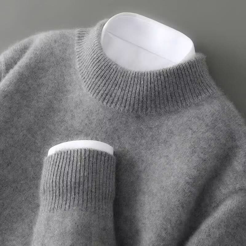 Mujer jersey cachemir cuello redondo color gris vista frontal