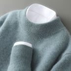 Mujer jersey cachemir cuello redondo color verde vista frontal