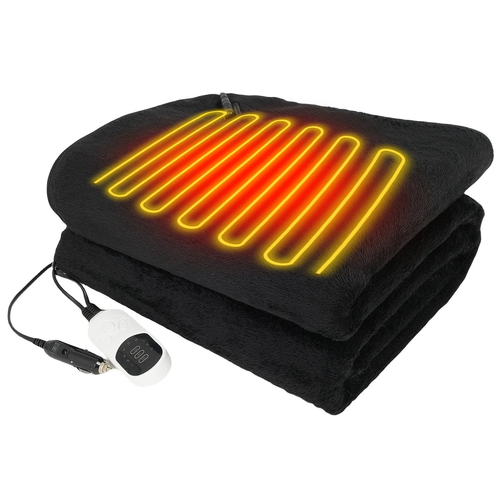 Manta calefactora para coche de 12V con 9 niveles de calor y temporizador ajustable, ideal para mantener el calor en viajes 0