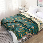 Manta reversible lavable para exteriores con estampado escandinavo de pájaros en colores multicolores, dimensiones 150x200 cm. 3