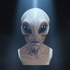 Máscara alienígena de látex realista para Halloween, diseñada para una cobertura completa de cabeza, ideal para disfraces y eventos temáticos. 0