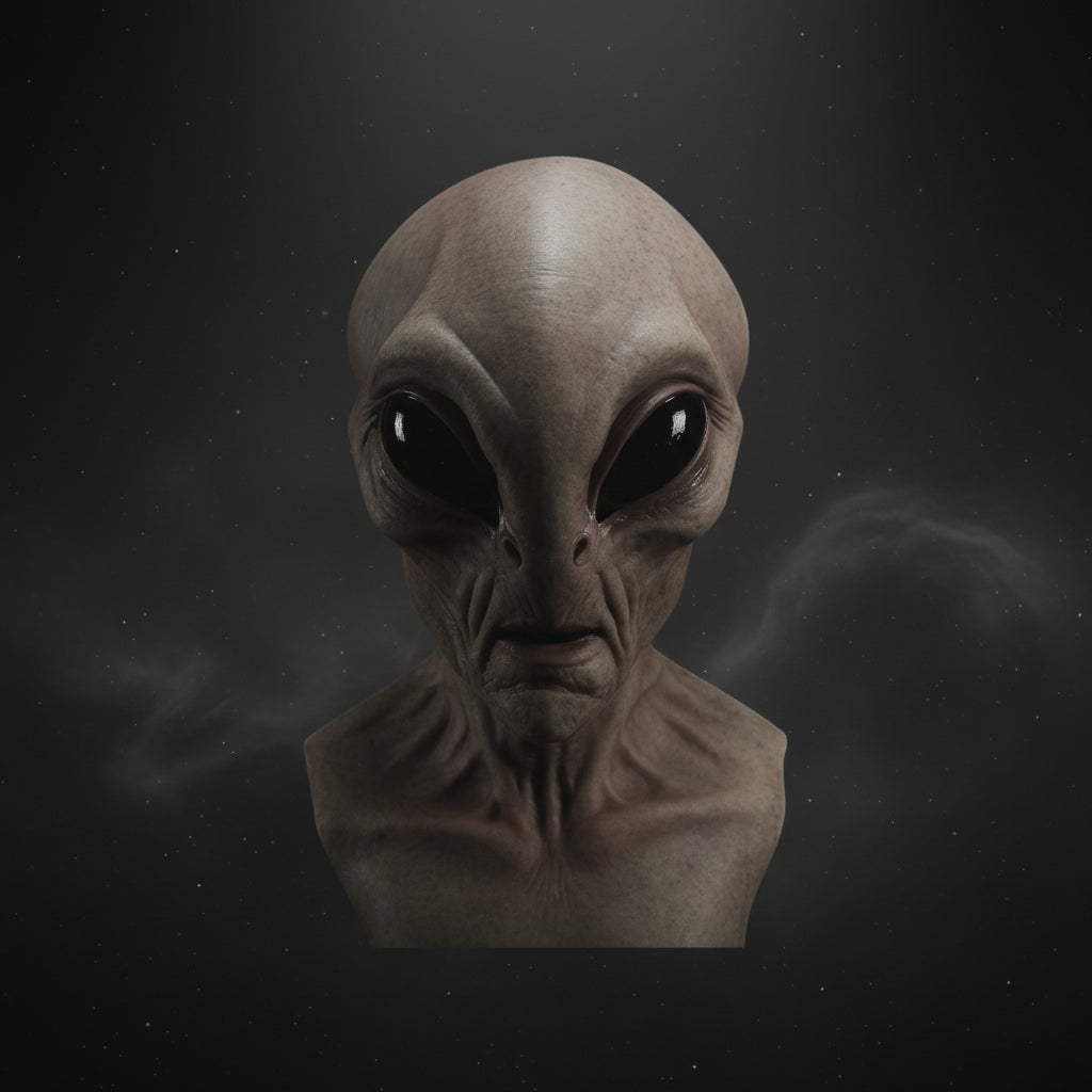 Máscara alienígena de látex realista para Halloween, diseñada para una cobertura completa de cabeza, ideal para disfraces y eventos temáticos. 2