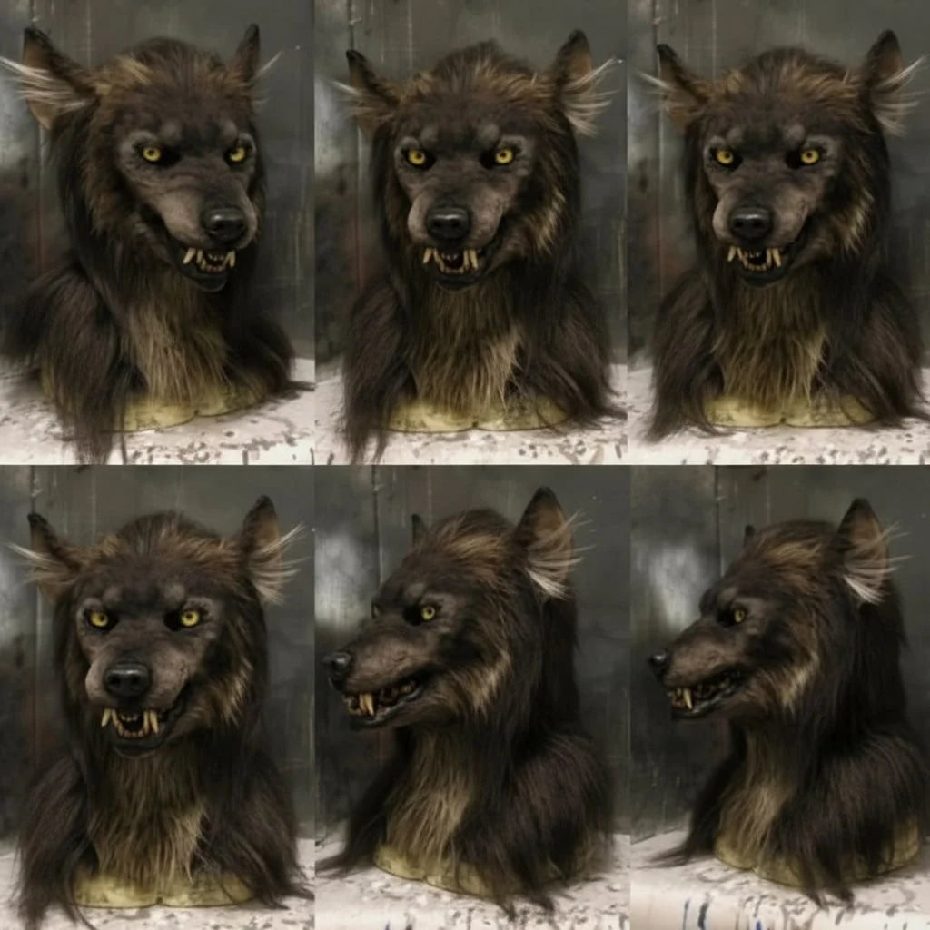 Máscara de lobo realista para disfraz de Halloween, con cobertura completa, textura de pelaje auténtico y hocico pronunciado, ideal 1