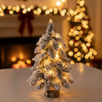 Mini árbol de Navidad decorado con luces LED brillantes y efecto nieve, mide 45 cm de altura, ideal para adornar espacios pequeños y crear 0