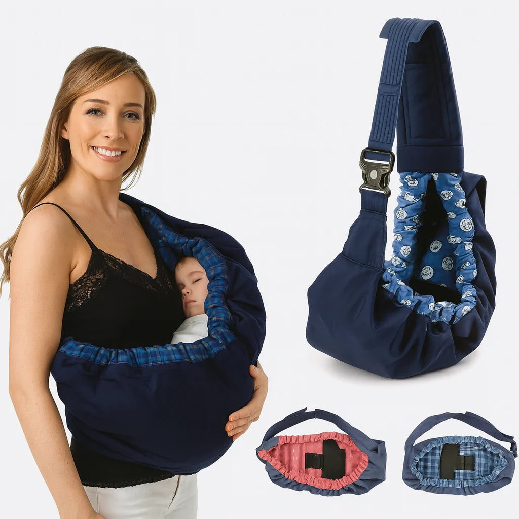 Mochila portabebés ajustable de poliéster lavable con correa acolchada, diseño compacto y cómodo para padres modernos. 1