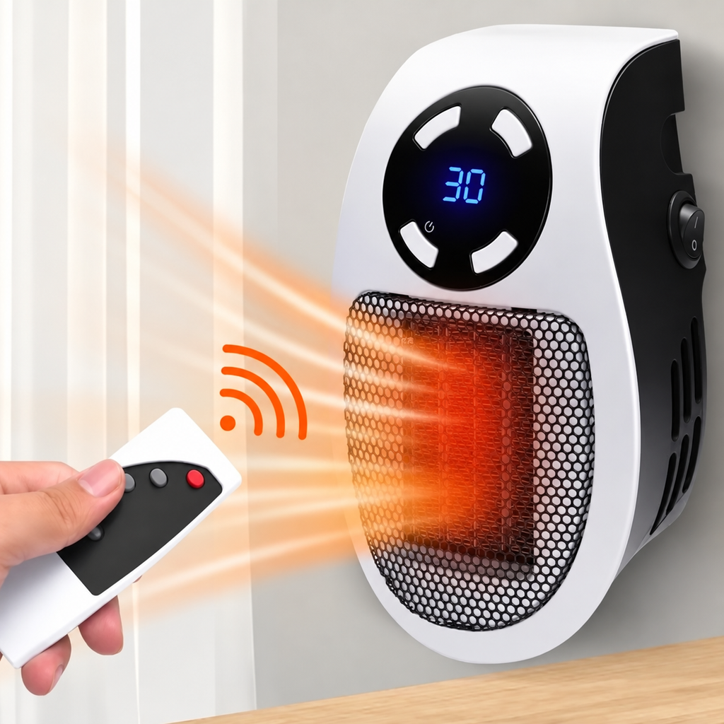 Calefactor Eléctrico Bajo Consumo con Control Remoto y Diseño Compacto