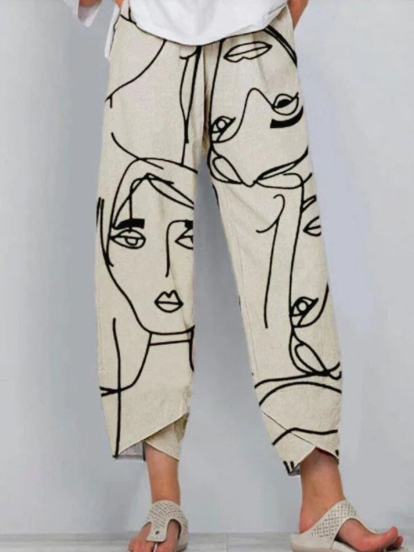 Pantalón holgado de tiro alto en tono liso, vista frontal
