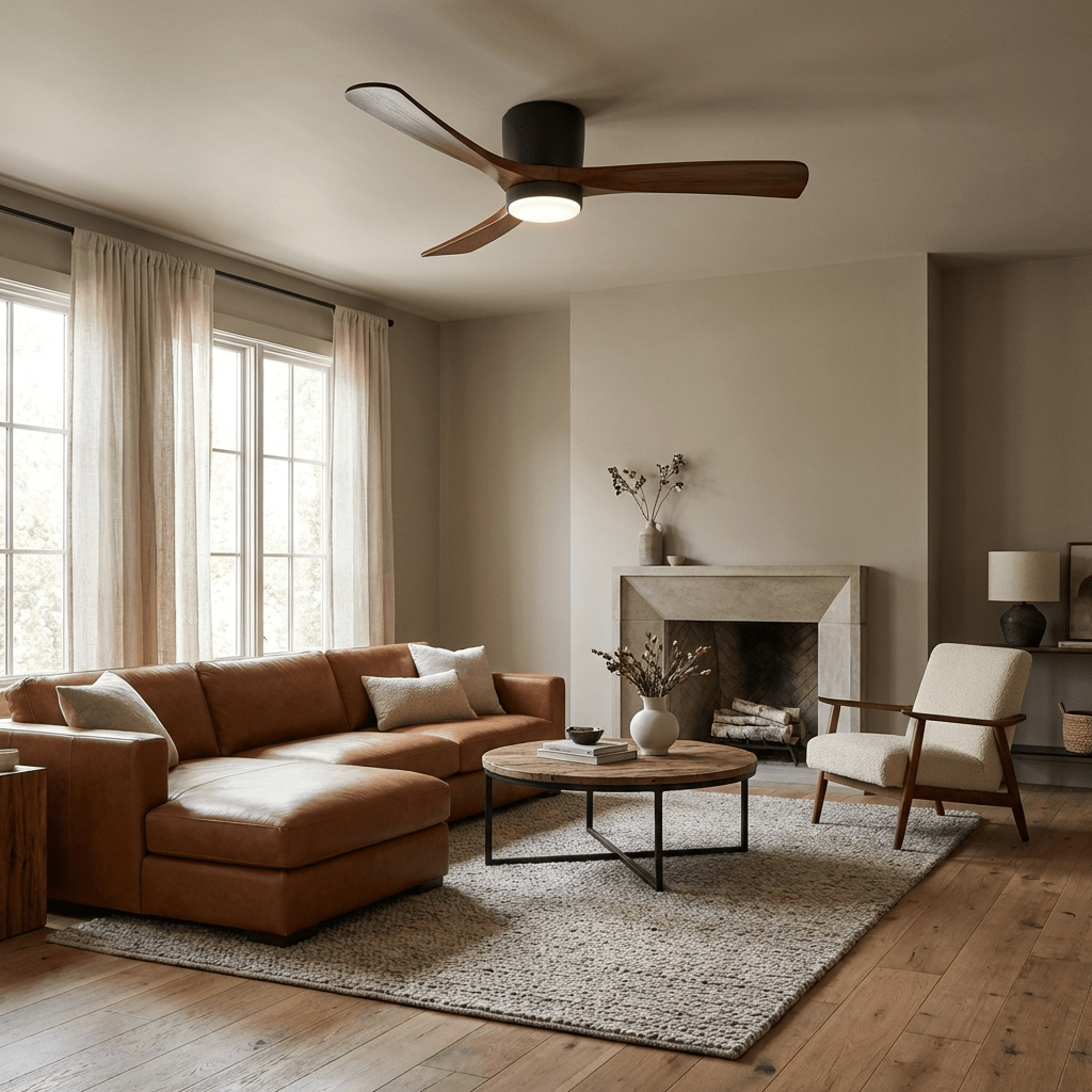 Ventilador De Techo Moderno De Madera - LED Integrado