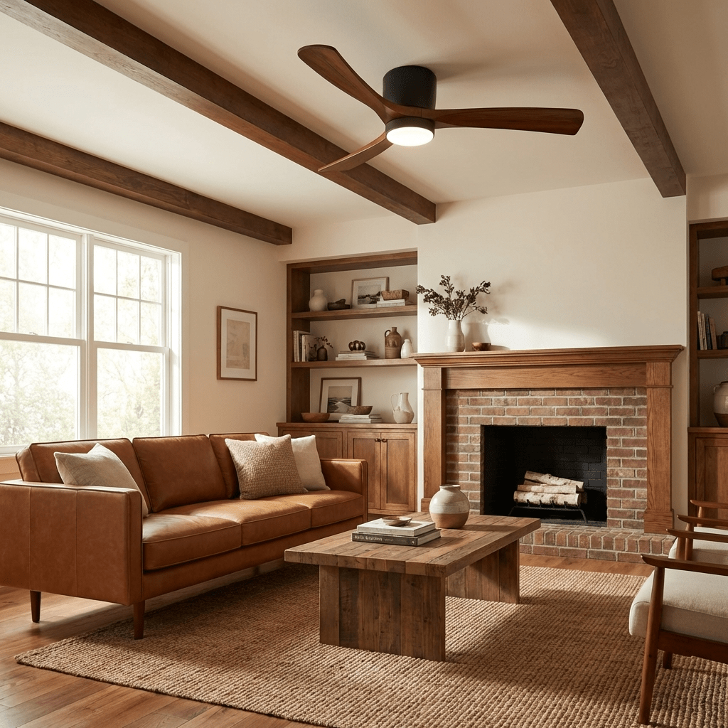 Ventilador De Techo Moderno De Madera - LED Integrado