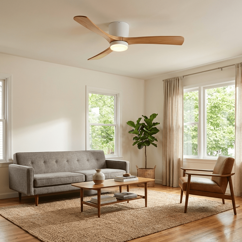 Ventilador De Techo Moderno De Madera - LED Integrado